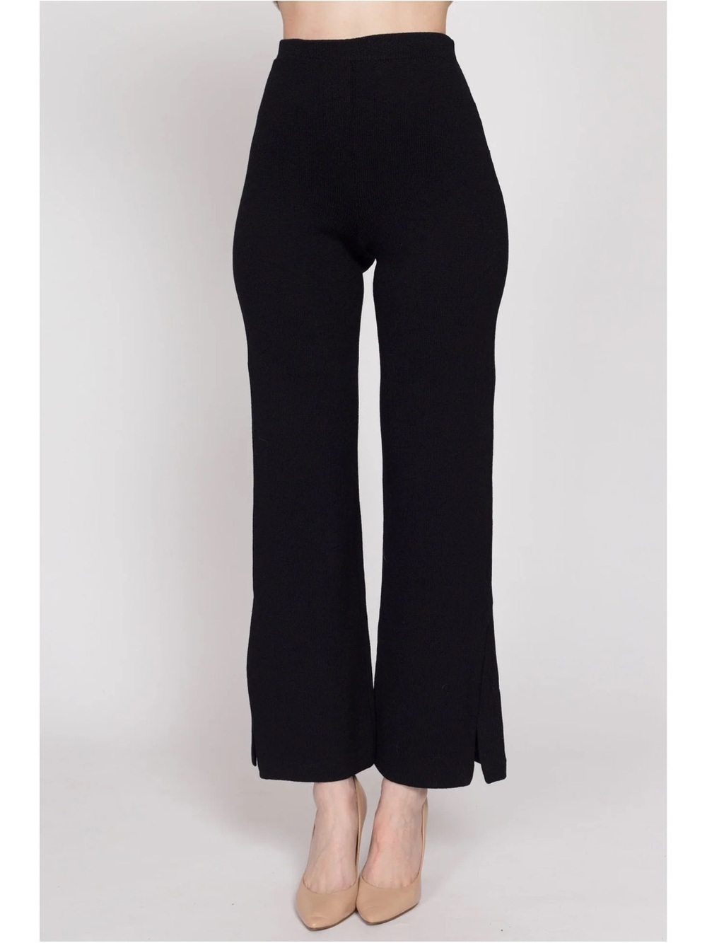 St John Evening Black High-Waist Knit Flare Pants Size 4